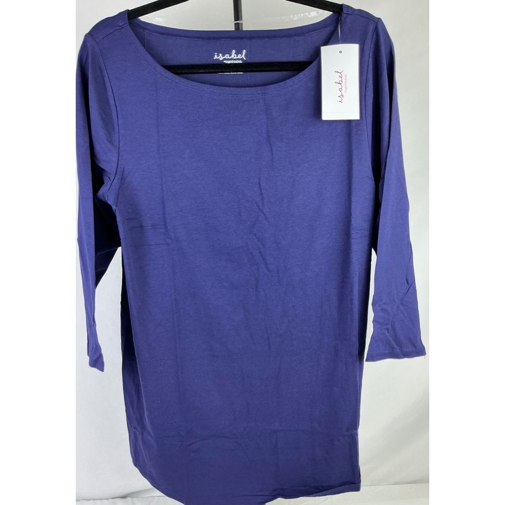 Isabel Maternity 3/4 Sleeve‎ Boatneck T-Shirt Top XXL Purple Extra Extra Large